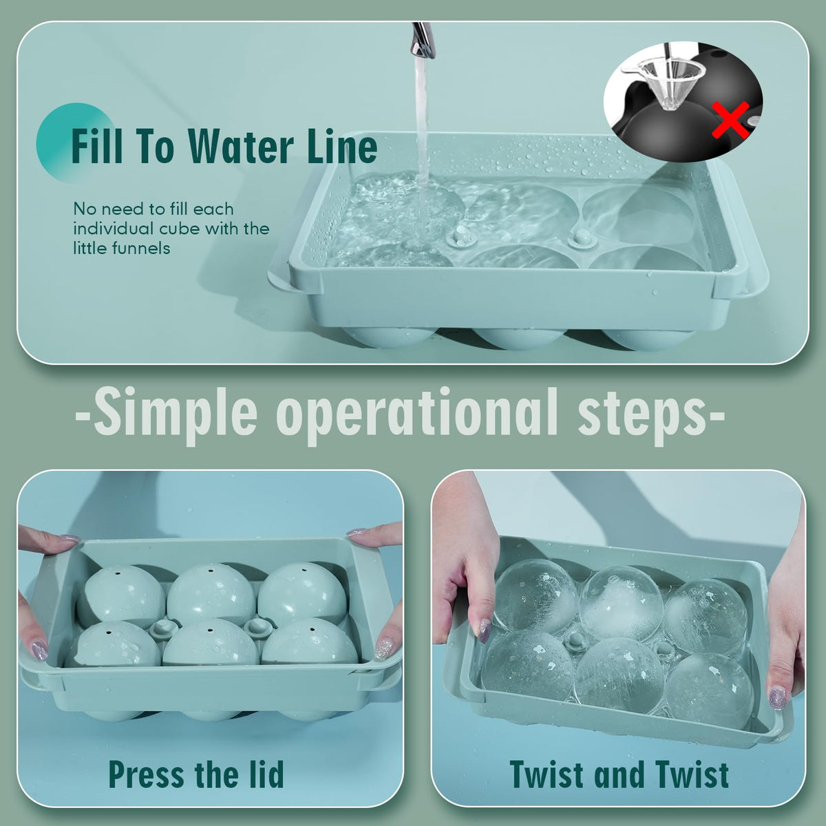 WIBIMEN round ice molds release easily producing perfect spheres with a simple twist