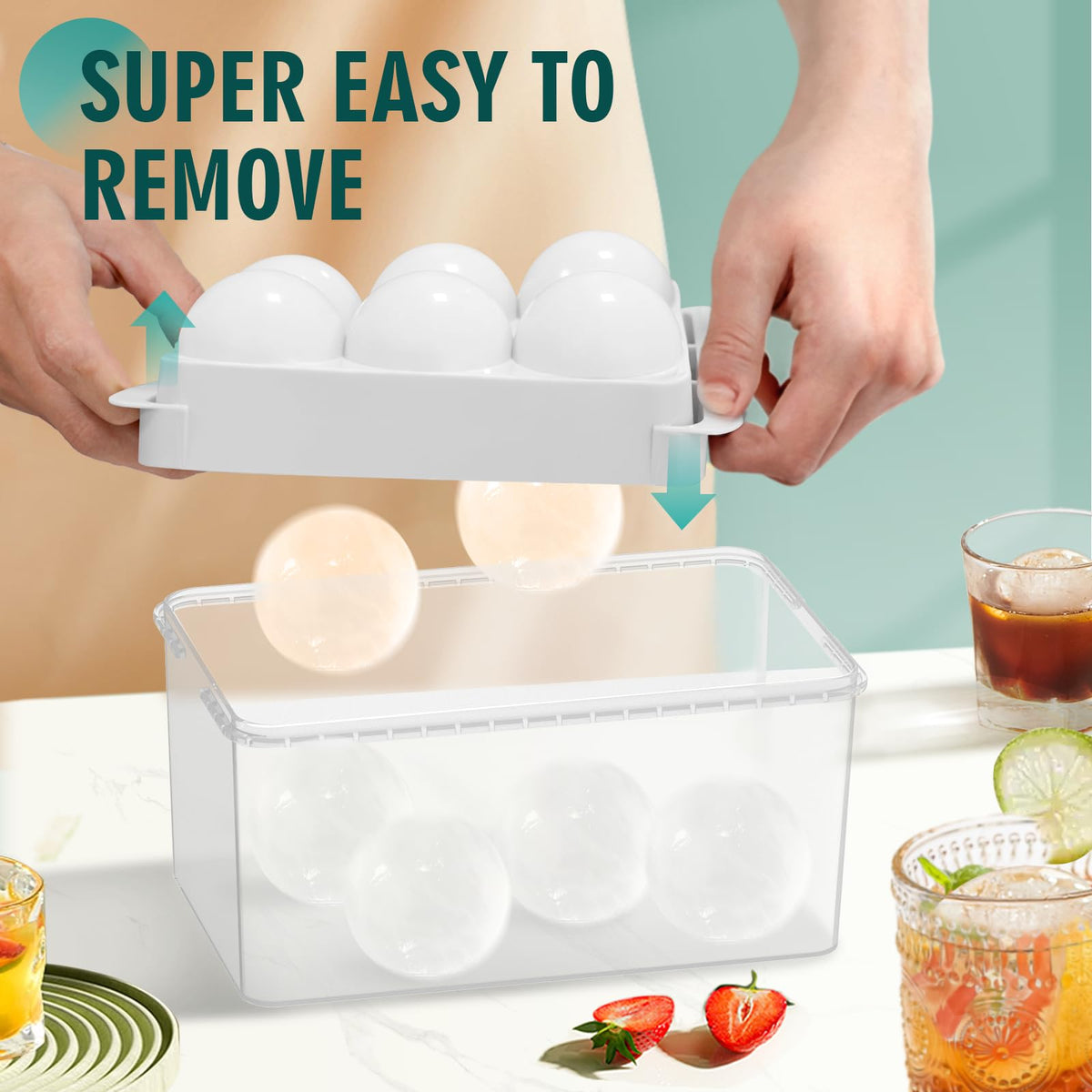 WIBIMEN round ice balls release easily for smooth serving.