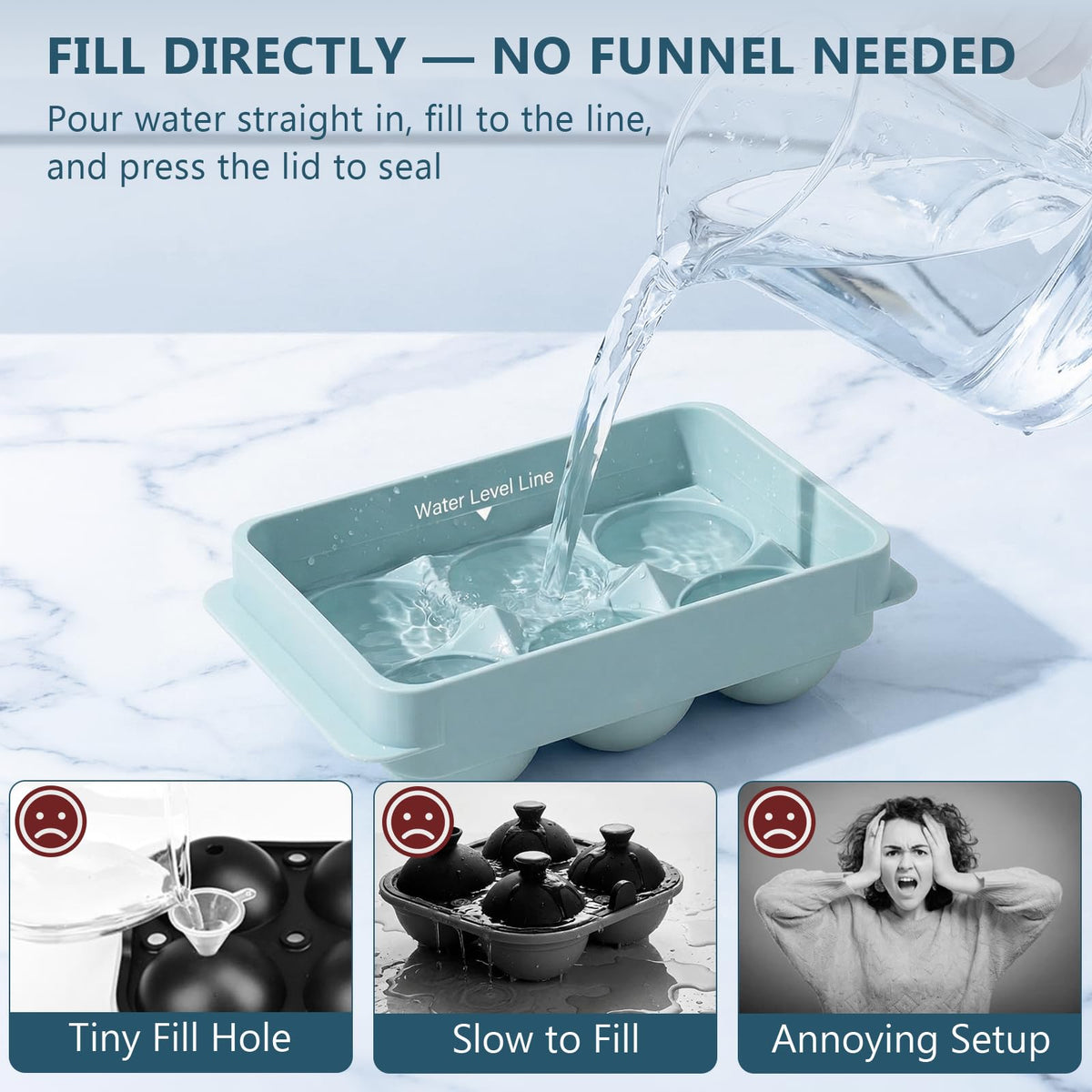 WIBIMEN round ice tray with easy release for flawless ice balls
