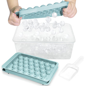 WIBIMEN round ice tray with lid and bin for easy release and neat freezing