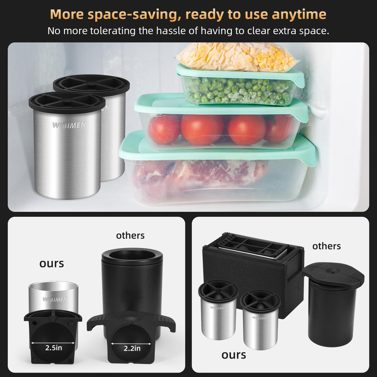WIBIMEN stainless steel outer cups provide premium insulation for extended chilling.