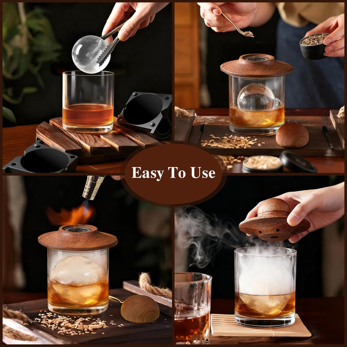 WIBIMEN whiskey glasses ready for smoked cocktails