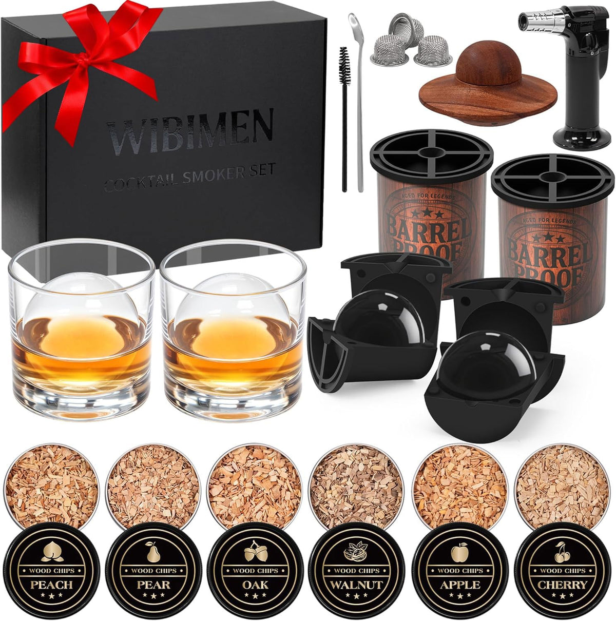 WIBIMEN whiskey smoker kit top view shows premium setup for bar-quality drinks.