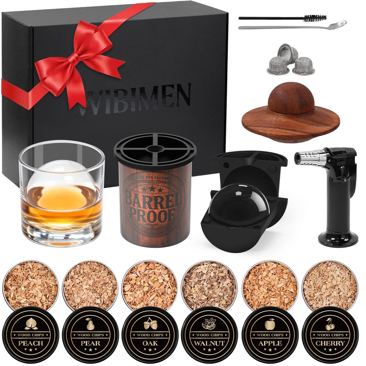 WIBIMEN whiskey smoker kit top with oak cap for aroma infusion