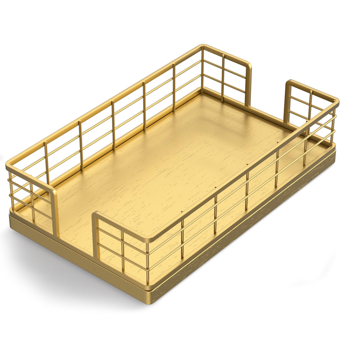 Wican guest towel holder tray in oak and iron, ideal for guest bathroom towels