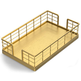 Wican guest towel holder tray in oak and iron, ideal for guest bathroom towels