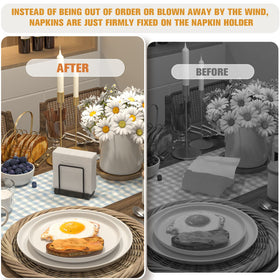 Wican napkin holder holding cocktail napkins at a bar setup.