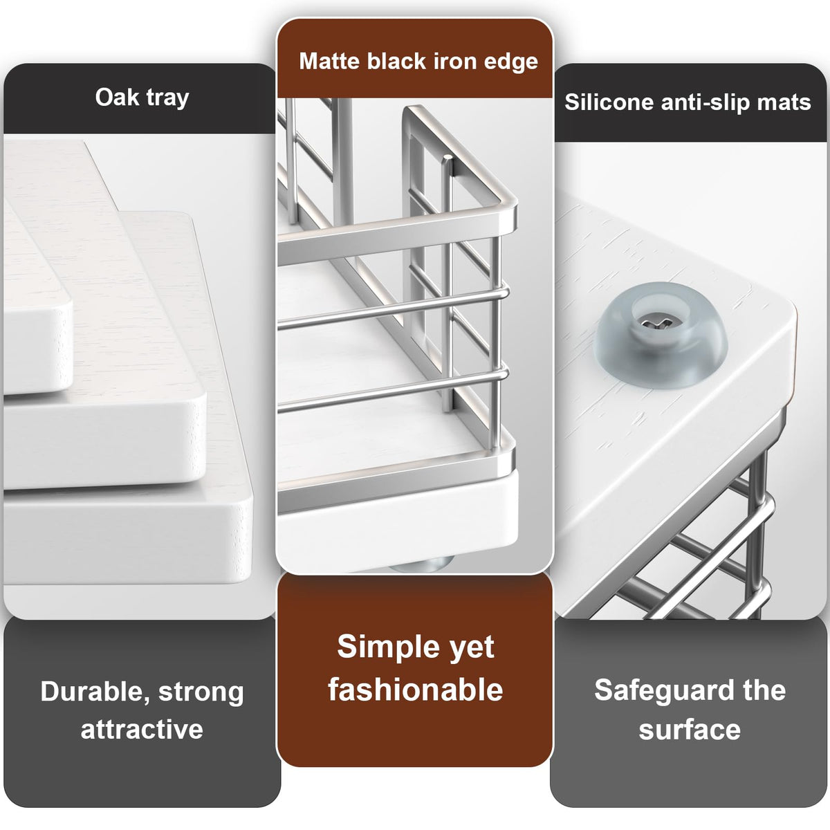 Wican tray close-up shows silvery-white finish for modern décor.