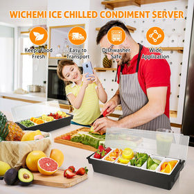 Ice-under-trays setup demonstrates chilled freshness for produce in a WICHEMI caddy