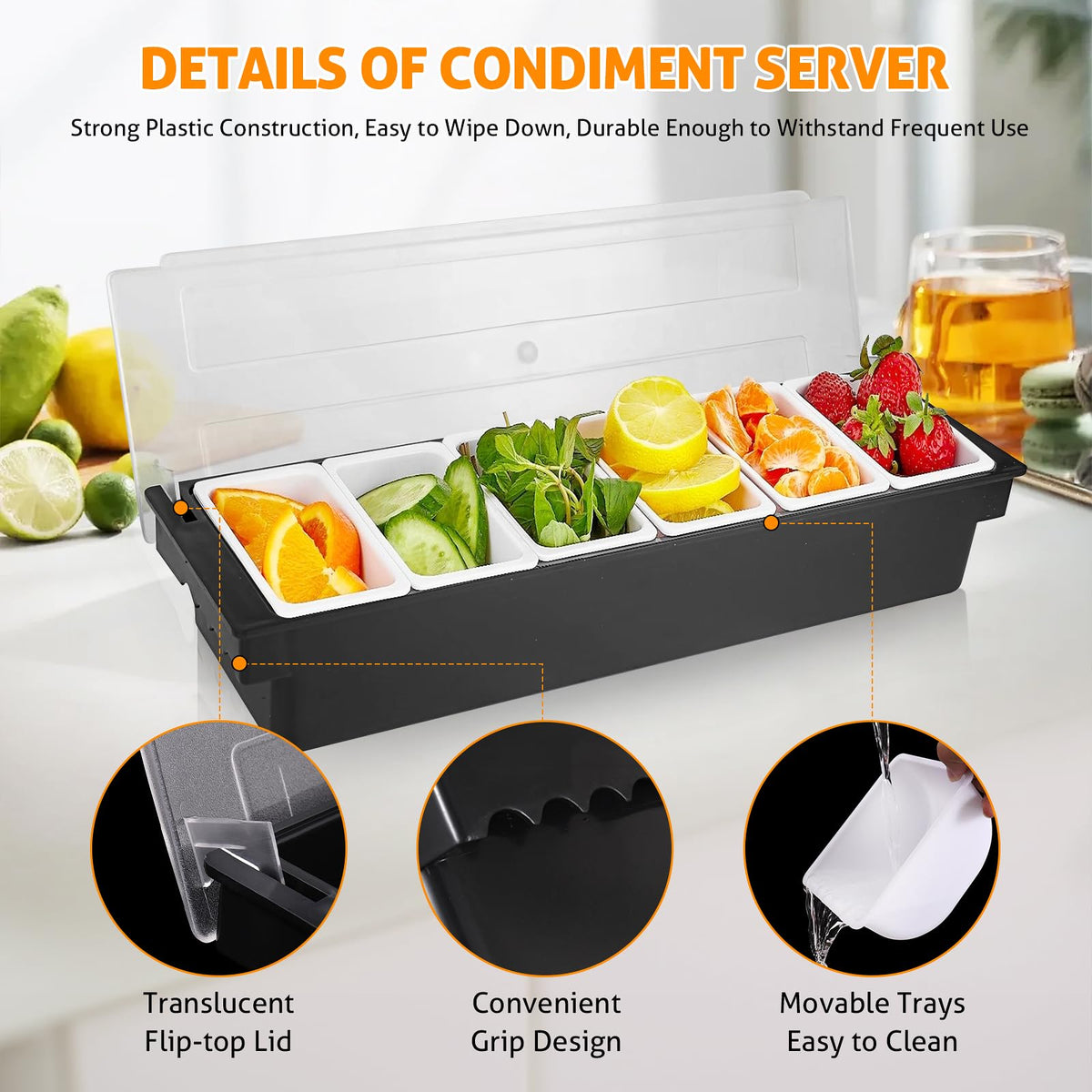 Empty trays highlight modular design for versatile topping options with WICHEMI