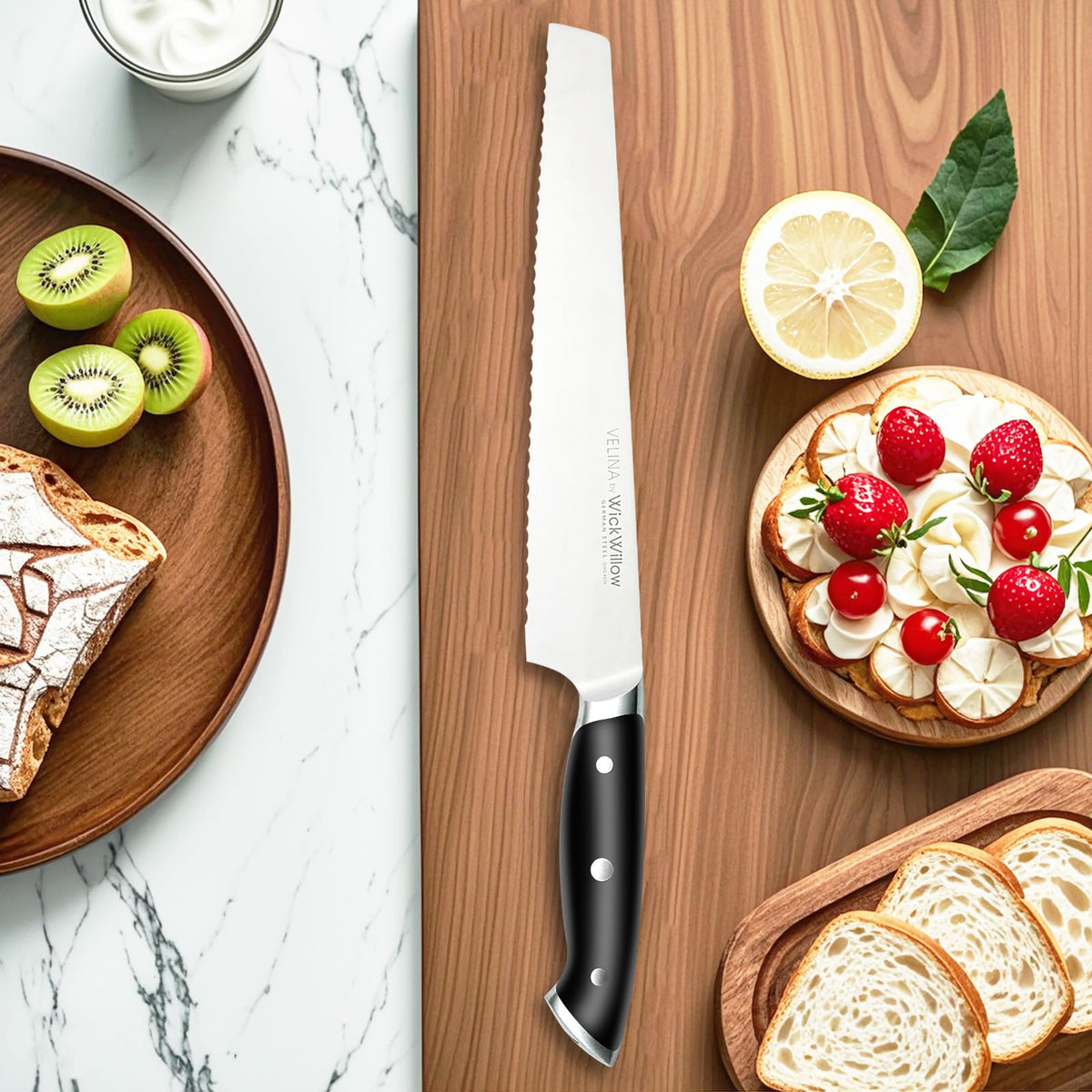 WICKWILLOW Velina with full tang for balanced, fatigue-free bread slicing