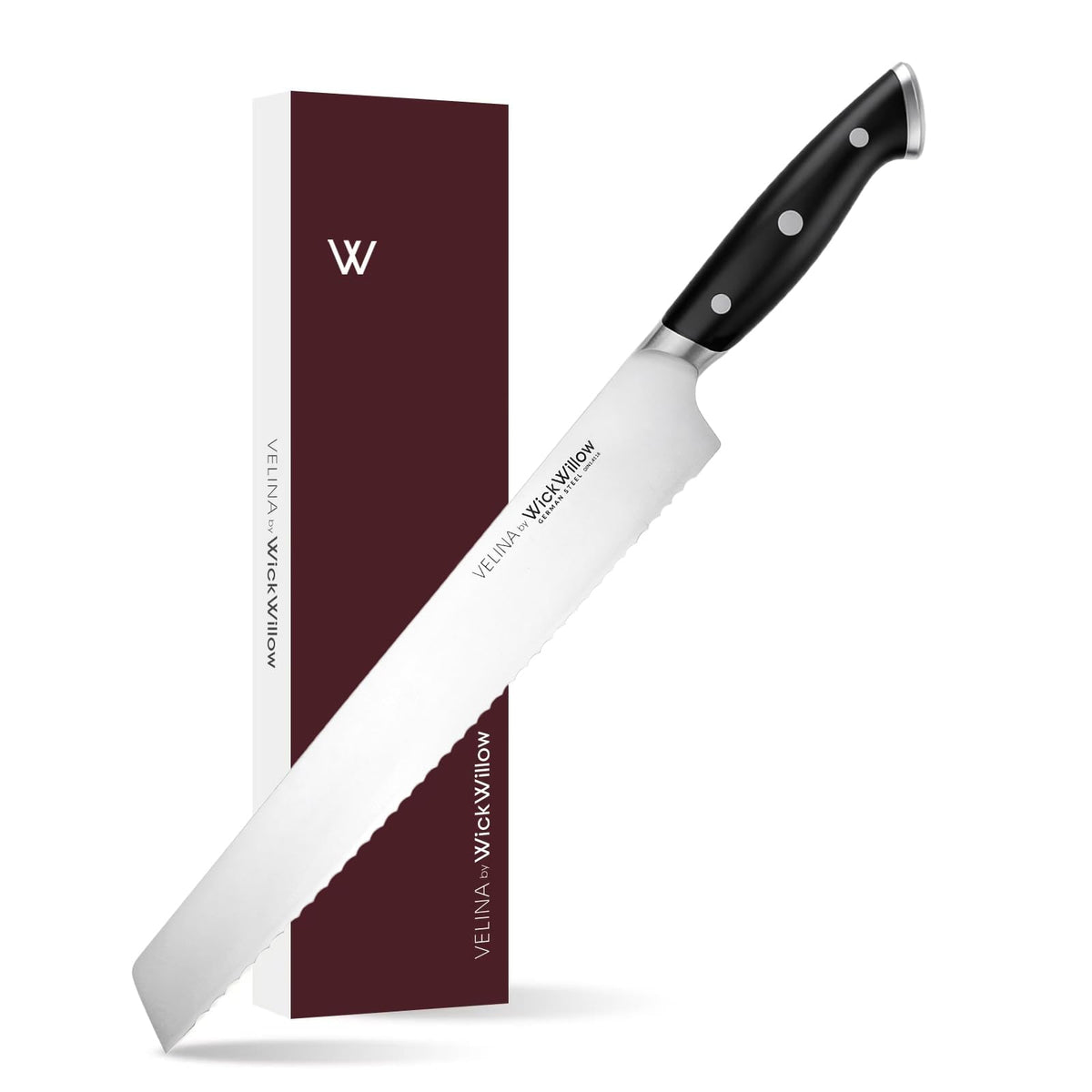 WICKWILLOW Velina bread knife with razor-edge blade for clean, crust-cutting slices