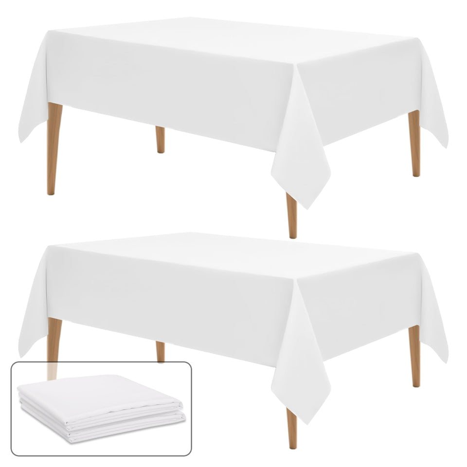 WIGENIUS 2-pack white tablecloth 70x120 on a banquet table for a polished setup