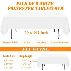 WIGENIUS six-pack rectangle tablecloths ideal for weddings and banquets.