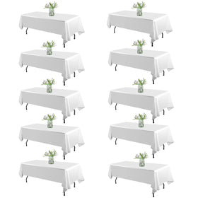 WIGENIUS 60x102-inch white rectangle tablecloth in 10-pack for events.