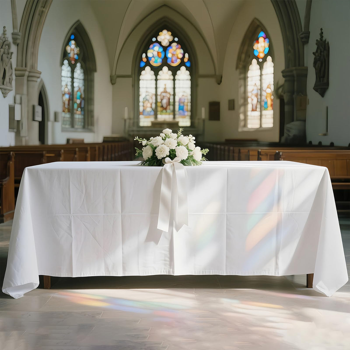 WIGENIUS 70x120 inch cover provides generous drape for 8-foot tables