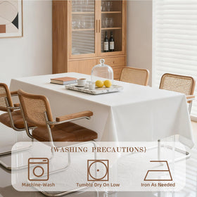 WIGENIUS easy-care white tablecloth is machine washable for quick cleanup
