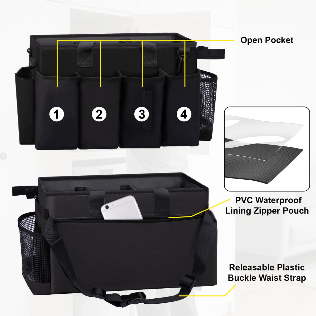Wigojoy large capacity caddy bag interior dividers for easy organization