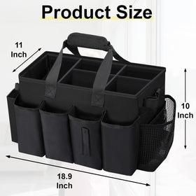 Wigojoy cleaning caddy with adjustable straps showing side pockets for tools