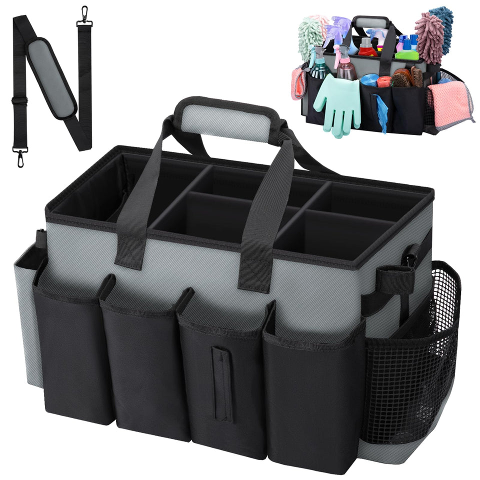 Wigojoy wearable cleaning caddy bag front view for organized supplies