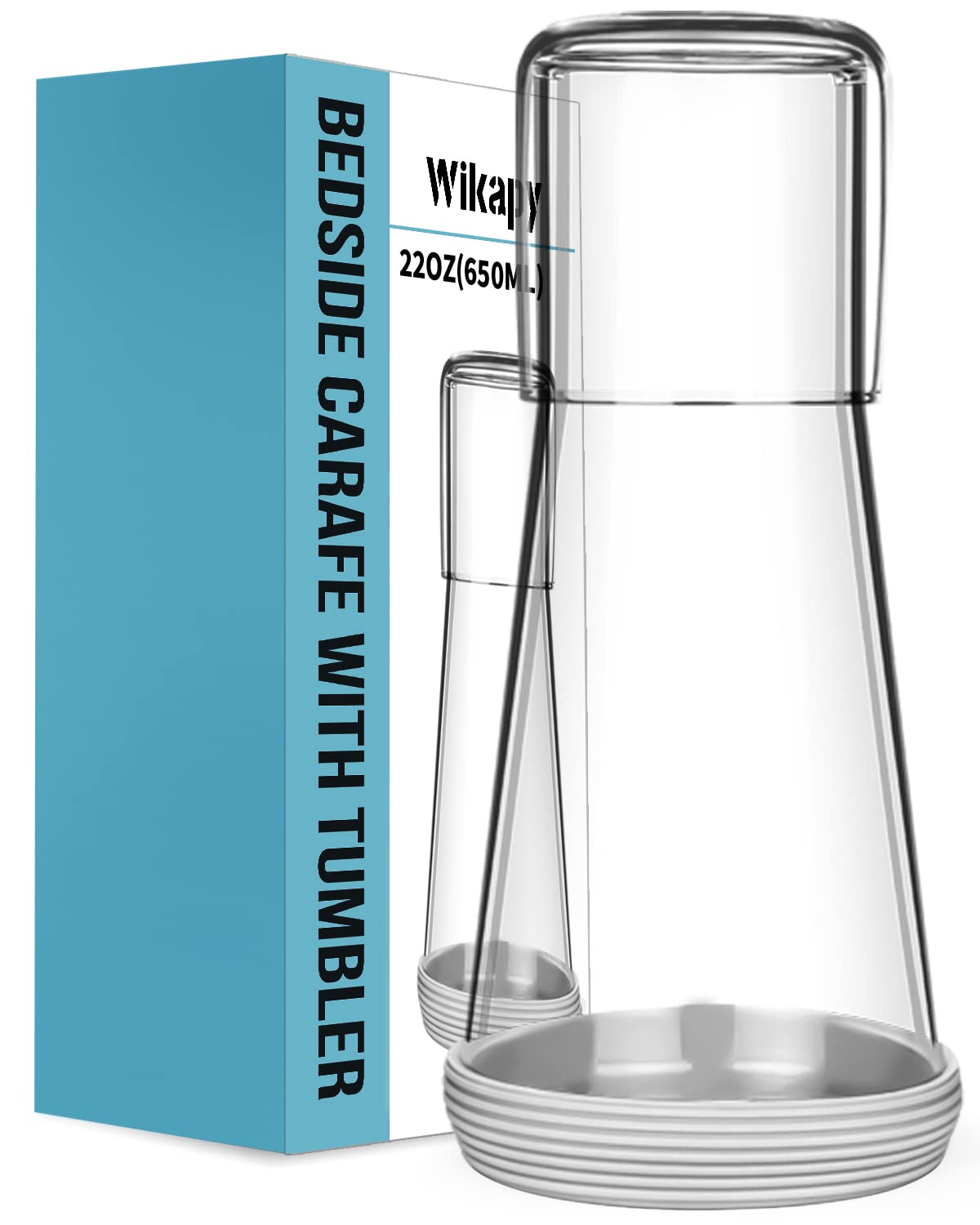 Wikapy bedside water carafe set on nightstand for easy overnight hydration.