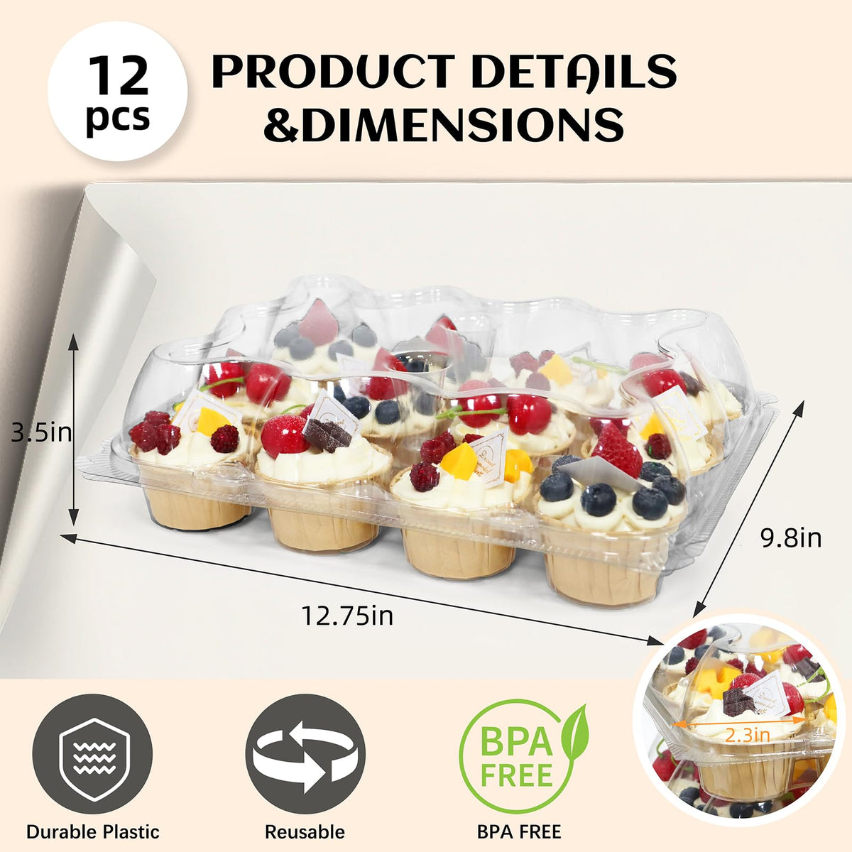 WIKDAY stackable cupcake containers side view save space