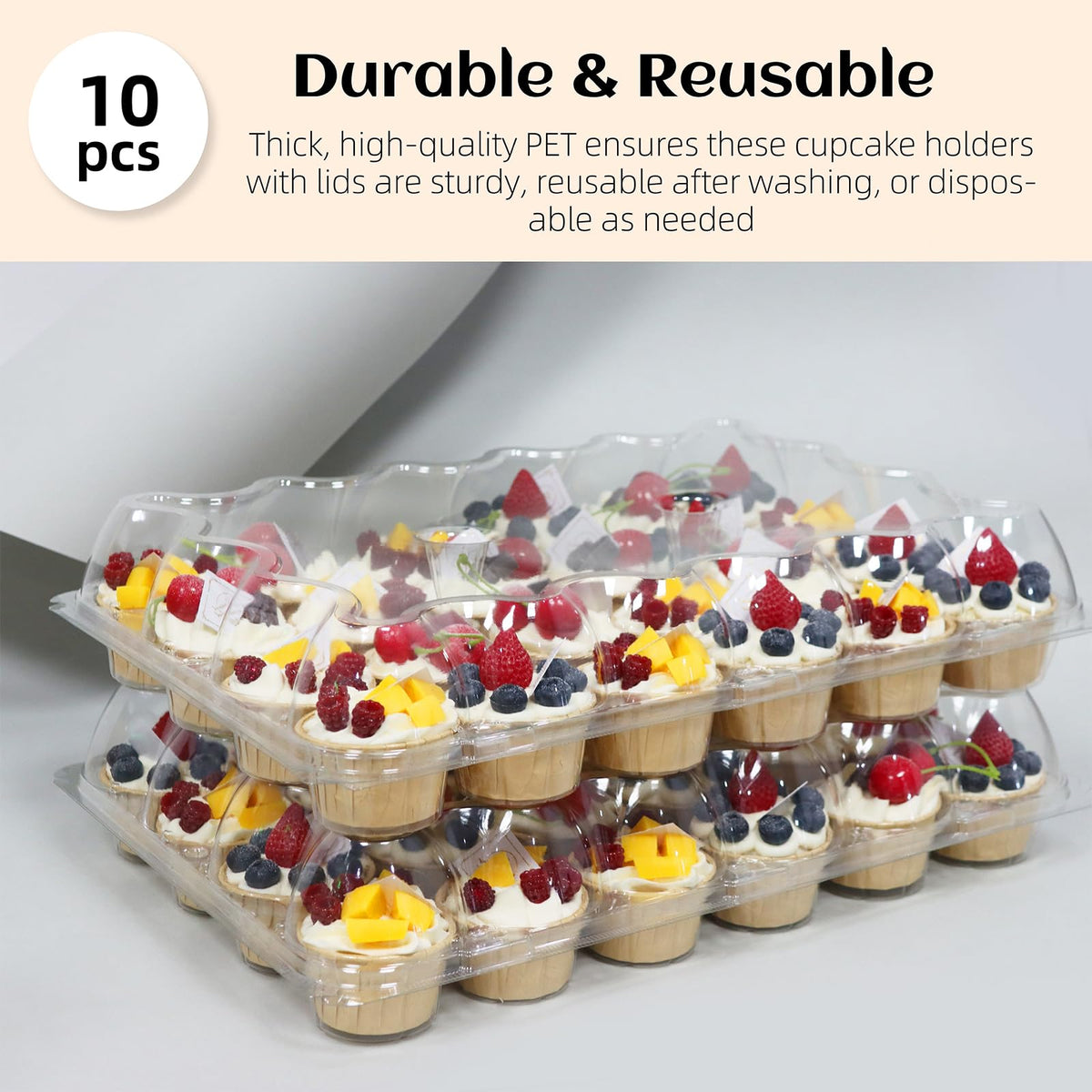 WIKDAY clear cupcake box shows desserts visible for gifting.