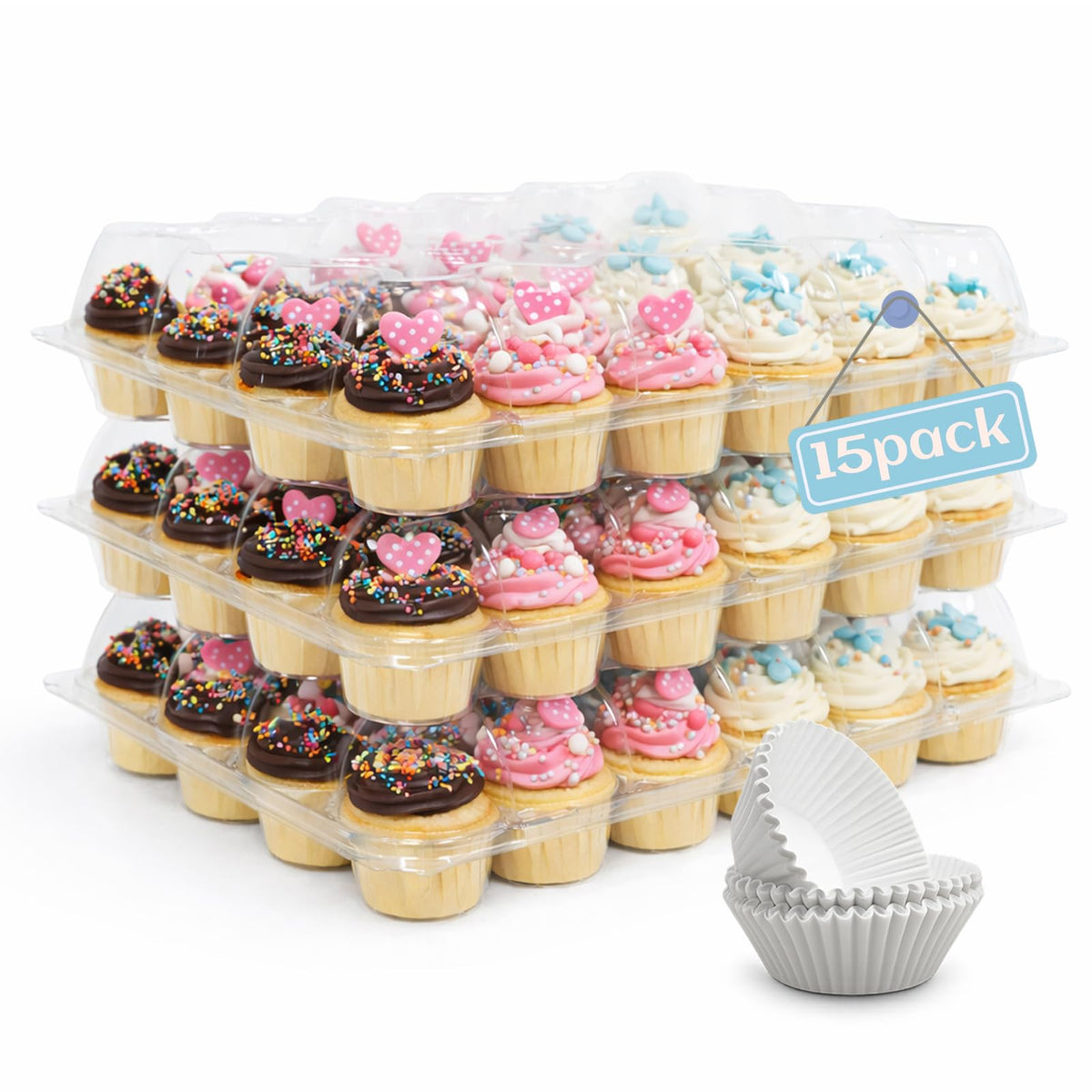 WIKDAY cupcake container with clear display shows frosting and preserves freshness.
