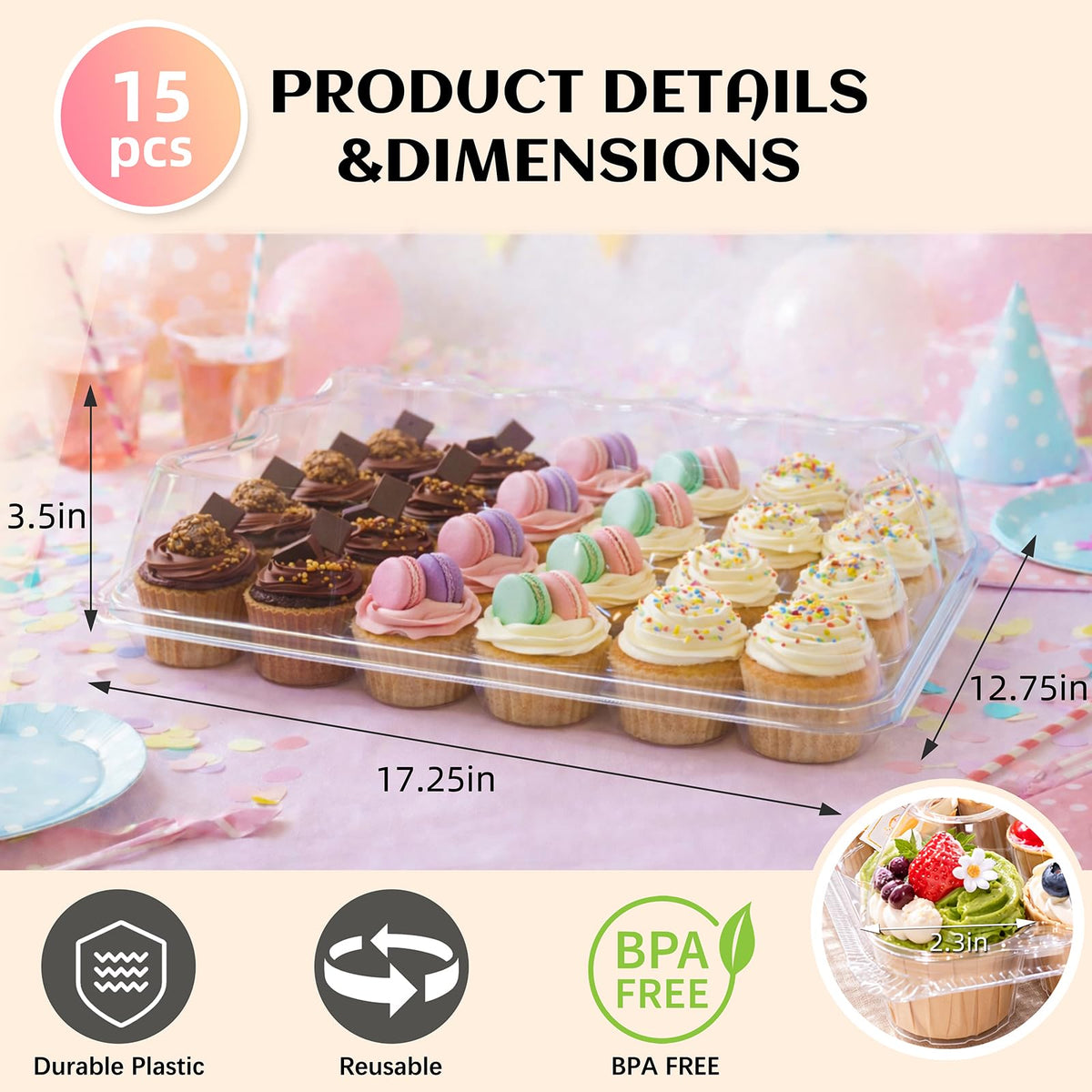 WIKDAY clear cupcake liners included to simplify baking and cleanup.
