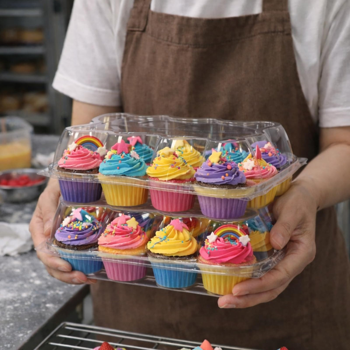 WIKDAY snug snap-on lid keeps cupcakes fresh during transport