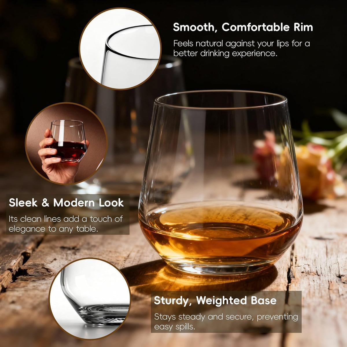 Stable base provides secure footing for red and white wine