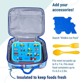 Wildkin kids lunch box coordinate-backpack displaying matching gear set