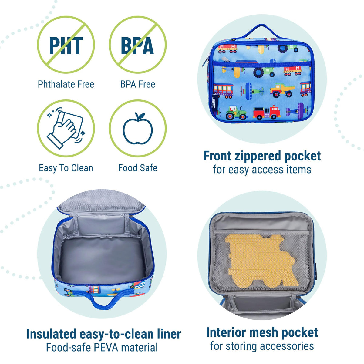 Wildkin lunch box durable material demonstrating sturdy construction and easy cleaning