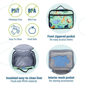 Wildkin lunch box polyester fabric durable and easy to clean.