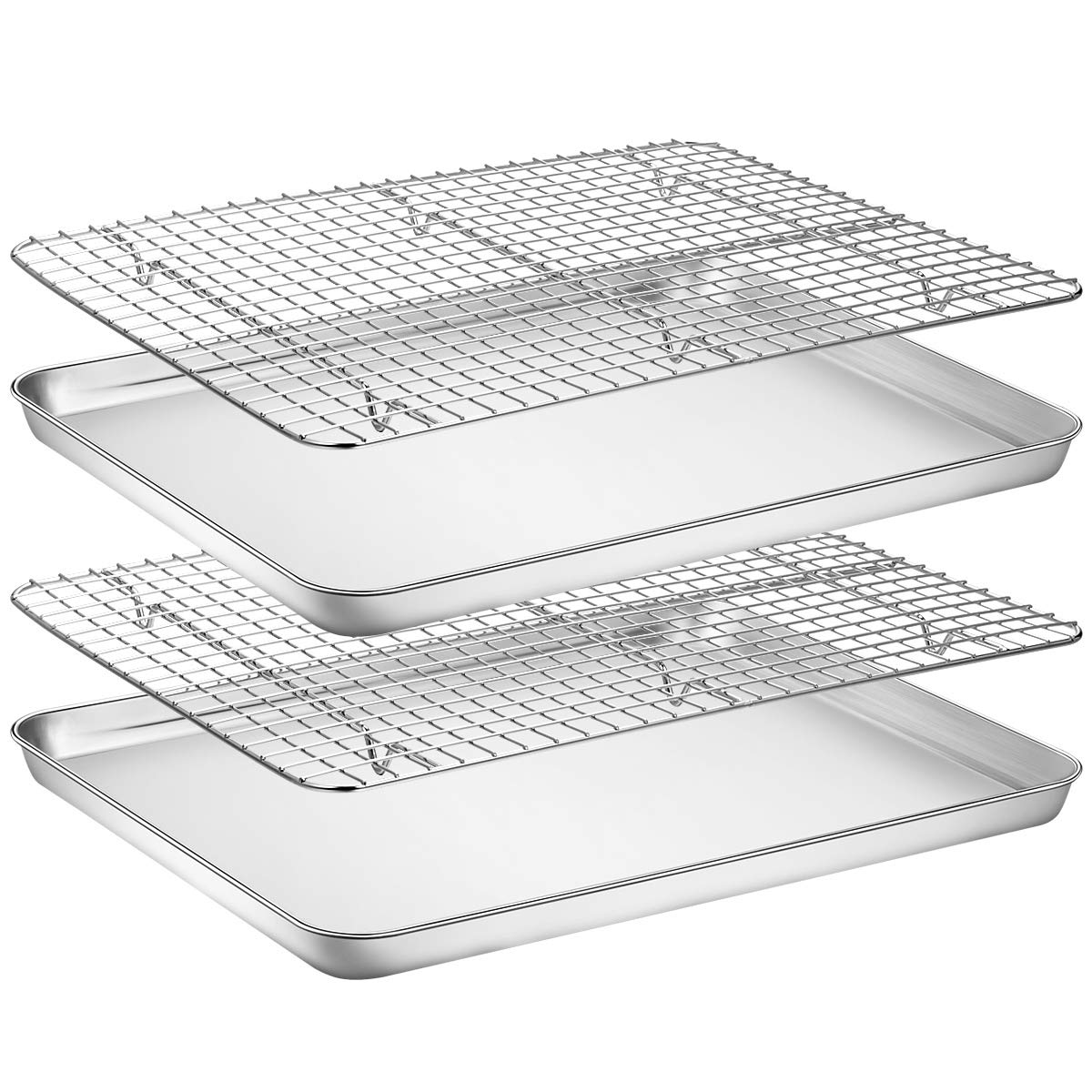 Wildone baking sheet with rack, 18x13, sturdy stainless steel for long-lasting use.