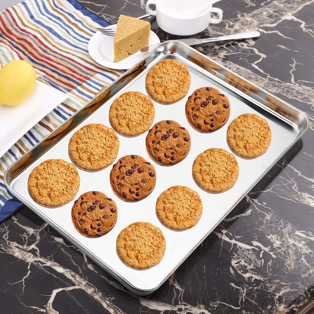 Wildone baking sheet set deep full sides contain juices during roasting for tidier ovens