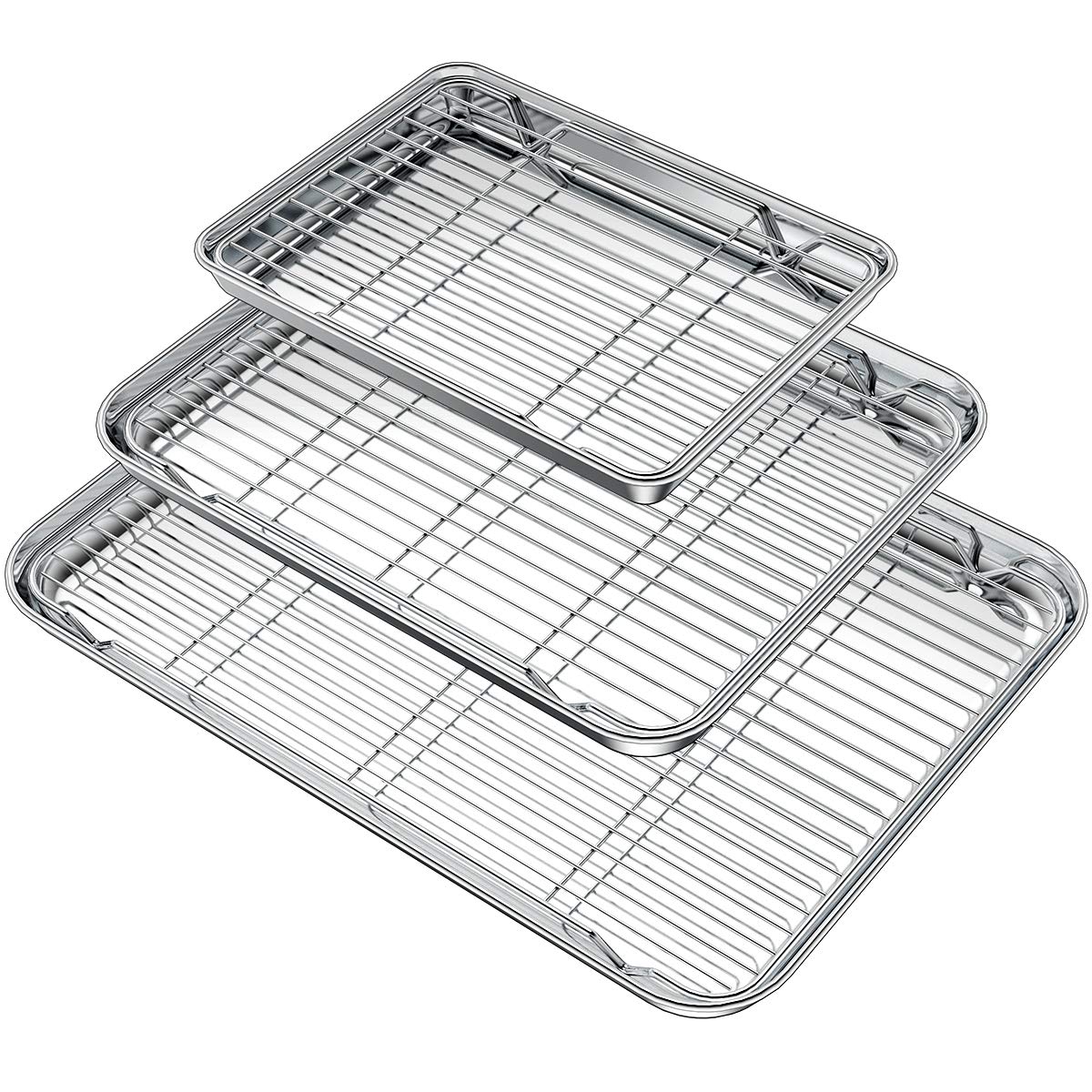 Wildone baking sheet set overview with three pans and racks for versatile cooking