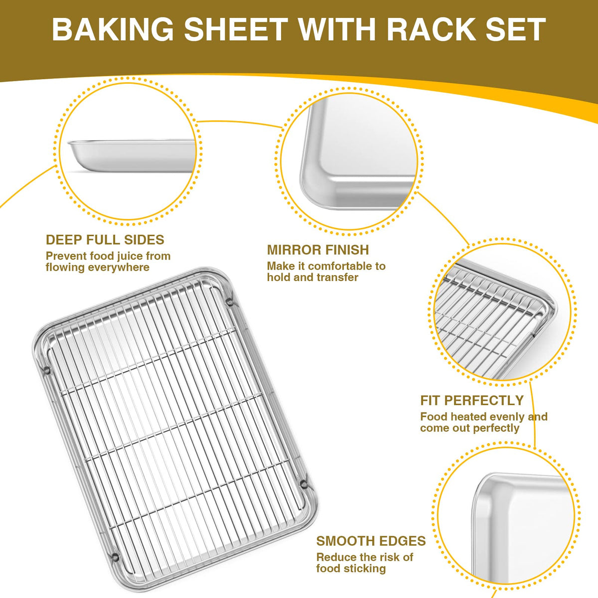 Wildone small 9x7 baking sheet with rack ideal for appetizers and portions