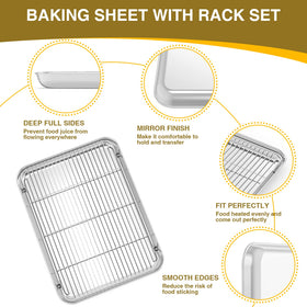 Wildone small 9x7 baking sheet with rack ideal for appetizers and portions