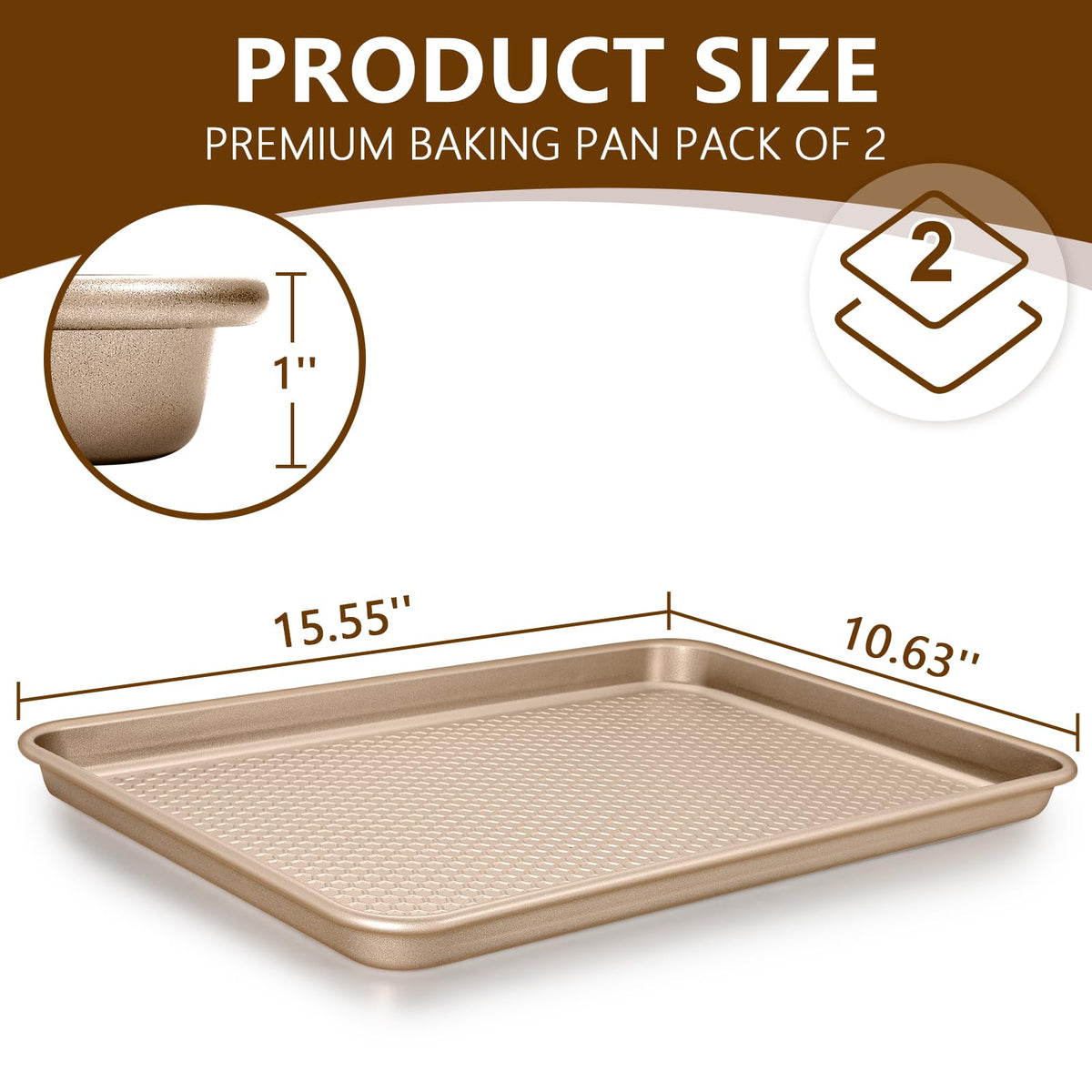 Wildone thick carbon steel baking sheet exhibiting robust construction for warp-free performance.
