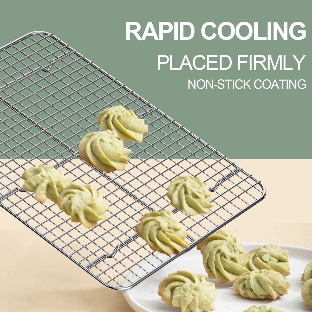 Wildone baking sheet with rack set, deep sides prevent spills while cooking.