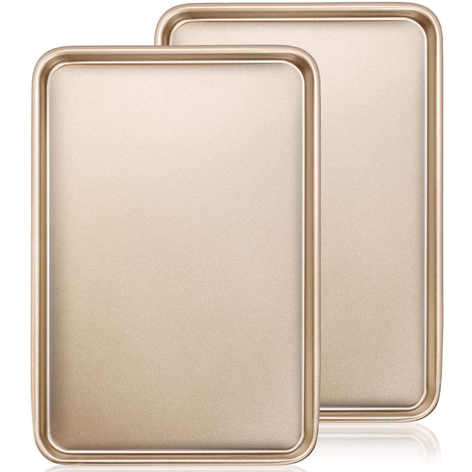 Wildone baking sheets 15x10 in champagne gold offer even heat and easy release.