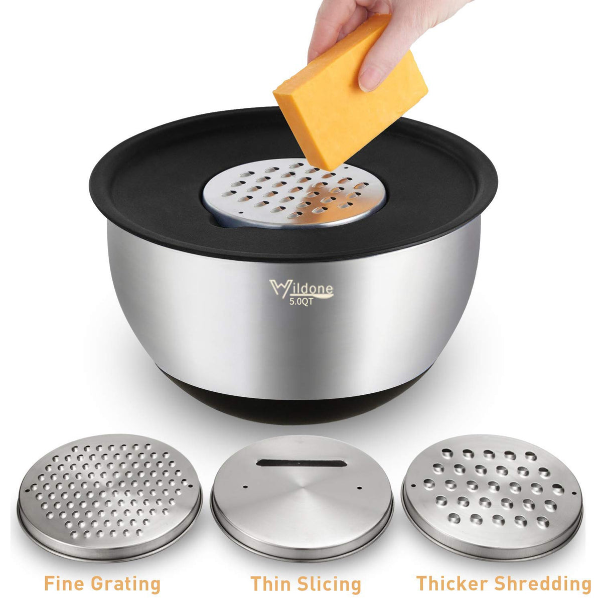 Wildone bowls with grater attachments for quick prep tasks.