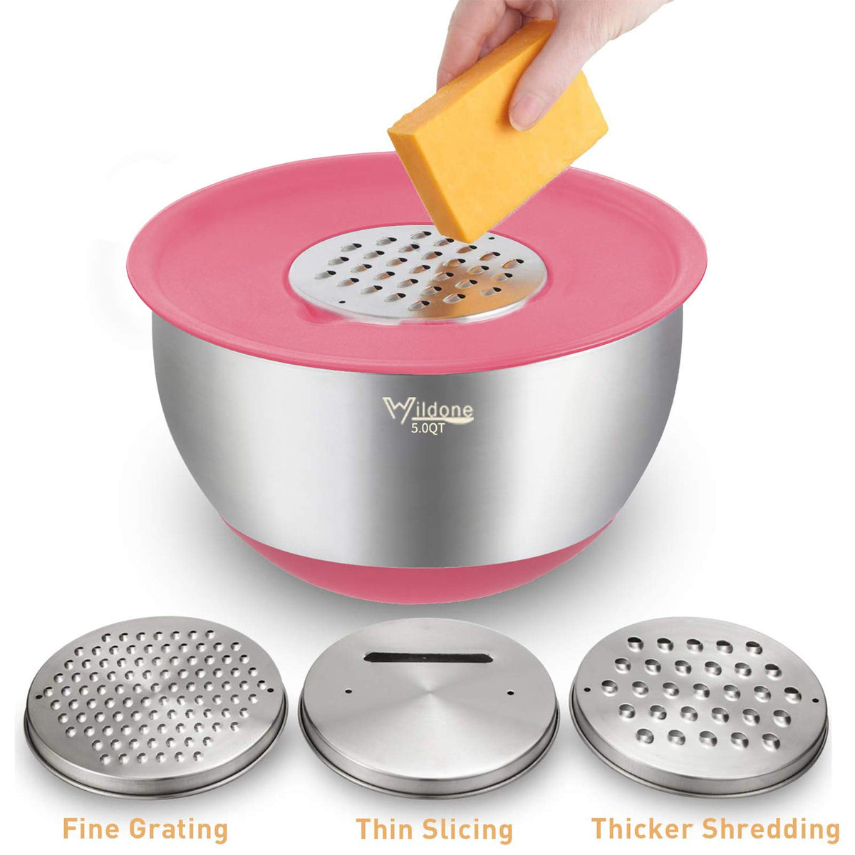 Wildone bowls with grater attachments for quick zesting and shredding.