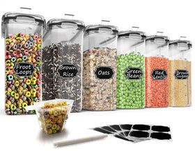 Wildone cereal storage 6-piece set with locking lids and silicone seal keeps pantry neat.