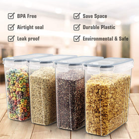 Wildone cereal containers with lids closed provide an airtight seal and freshness.