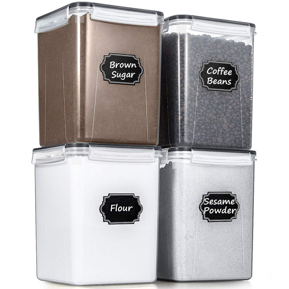 Wildone large storage containers on a shelf provide clear pantry visibility for quick access.