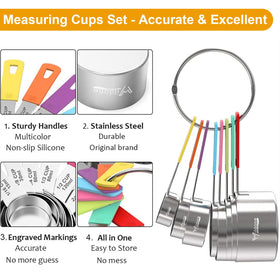 Wildone measuring cups displaying engraved US and metric marks for easy reading.