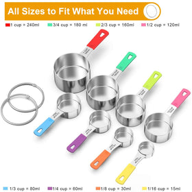 Wildone measuring cups with silicone non-slip handle, ideal for dry or wet ingredients.