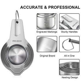 Wildone measuring spoons 8-piece included for precise dry and liquid measurements.